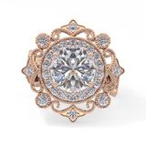 Round Vintage Cluster Lab Grown Diamond Engagement Ring