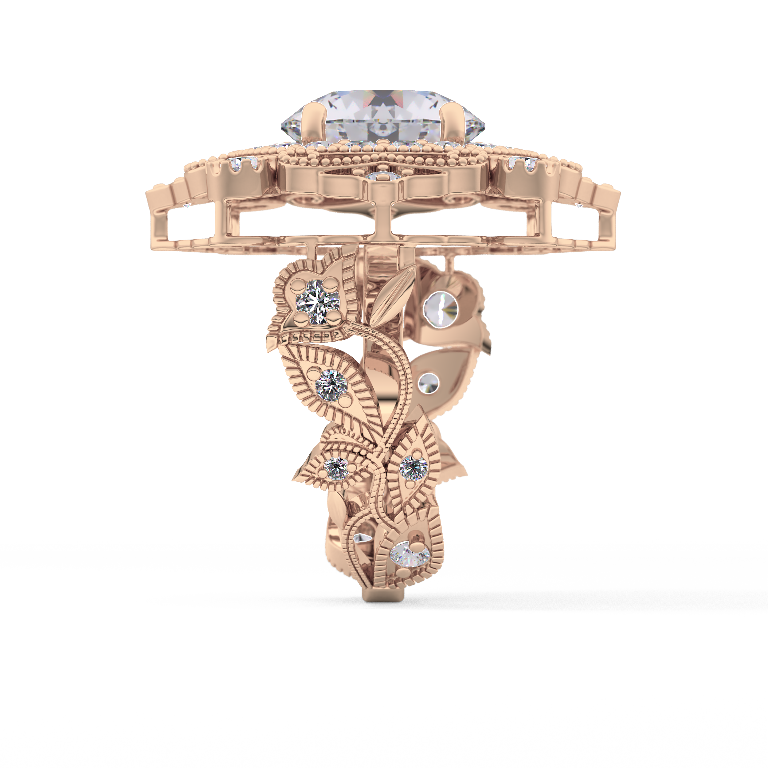 Round Vintage Cluster Lab Grown Diamond Engagement Ring
