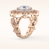 4.14 CT Round Shaped Vintage Cluster Moissanite Engagement Ring