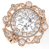 Round Vintage Cluster Lab Grown Diamond Engagement Ring