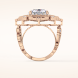 4.14 CT Round Shaped Vintage Cluster Moissanite Engagement Ring