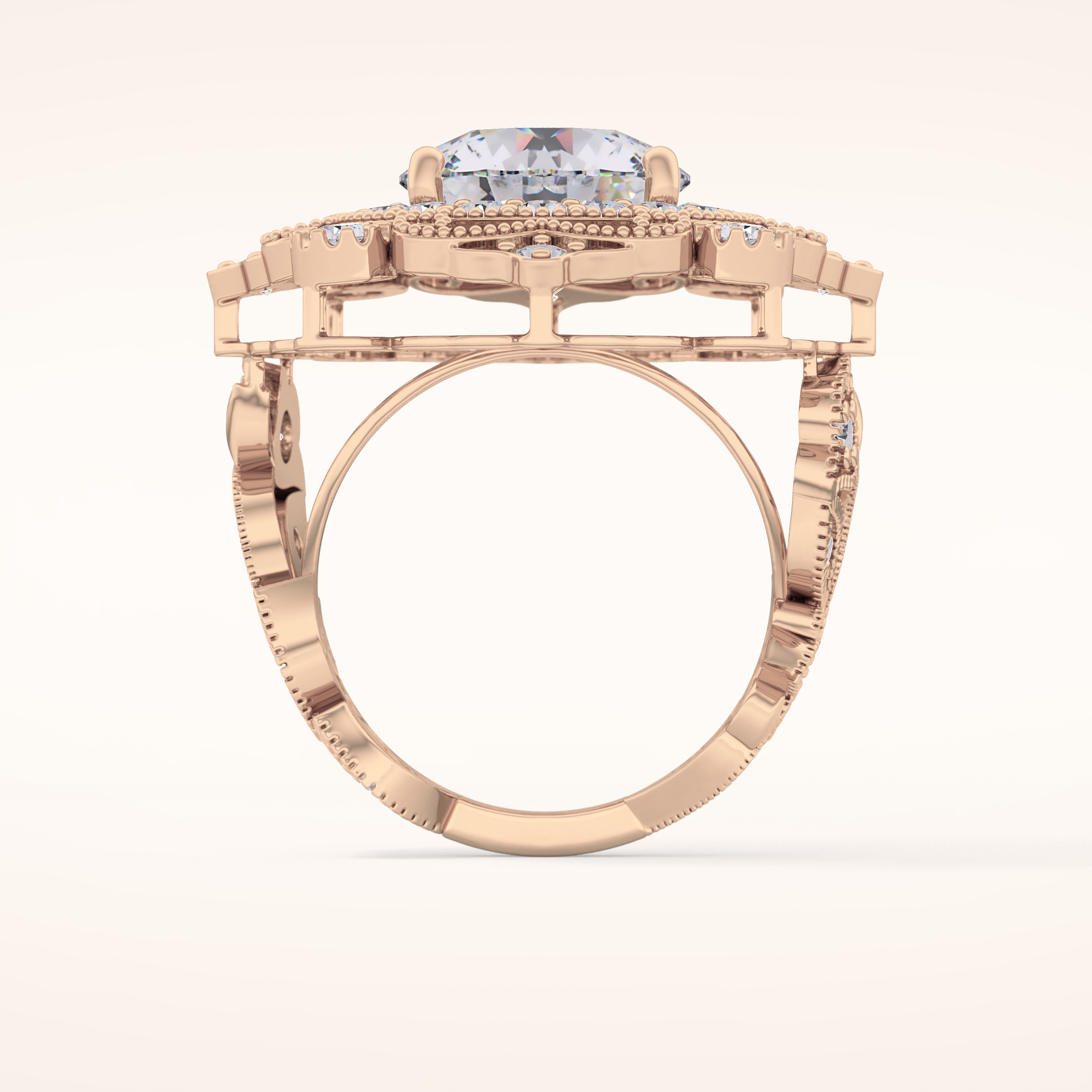 4.14 CT Round Shaped Vintage Cluster Moissanite Engagement Ring