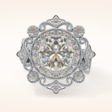 4.14 CT Round Shaped Vintage Cluster Moissanite Engagement Ring