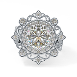 Round Vintage Cluster Lab Grown Diamond Engagement Ring