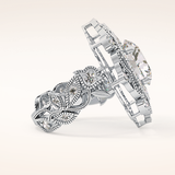 4.14 CT Round Shaped Vintage Cluster Moissanite Engagement Ring