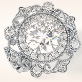4.14 CT Round Shaped Vintage Cluster Moissanite Engagement Ring