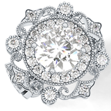 Round Vintage Cluster Lab Grown Diamond Engagement Ring
