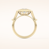 1.13 CT Emerald Shaped Vintage Pave Moissanite Engagement Ring