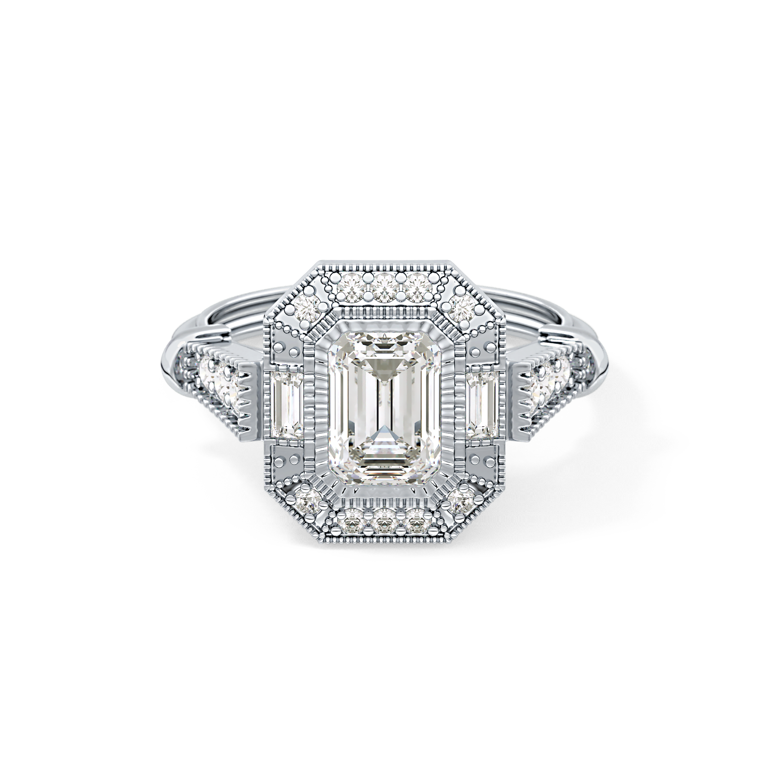 Emerald ClusterLab Grown Diamond Engagement Ring