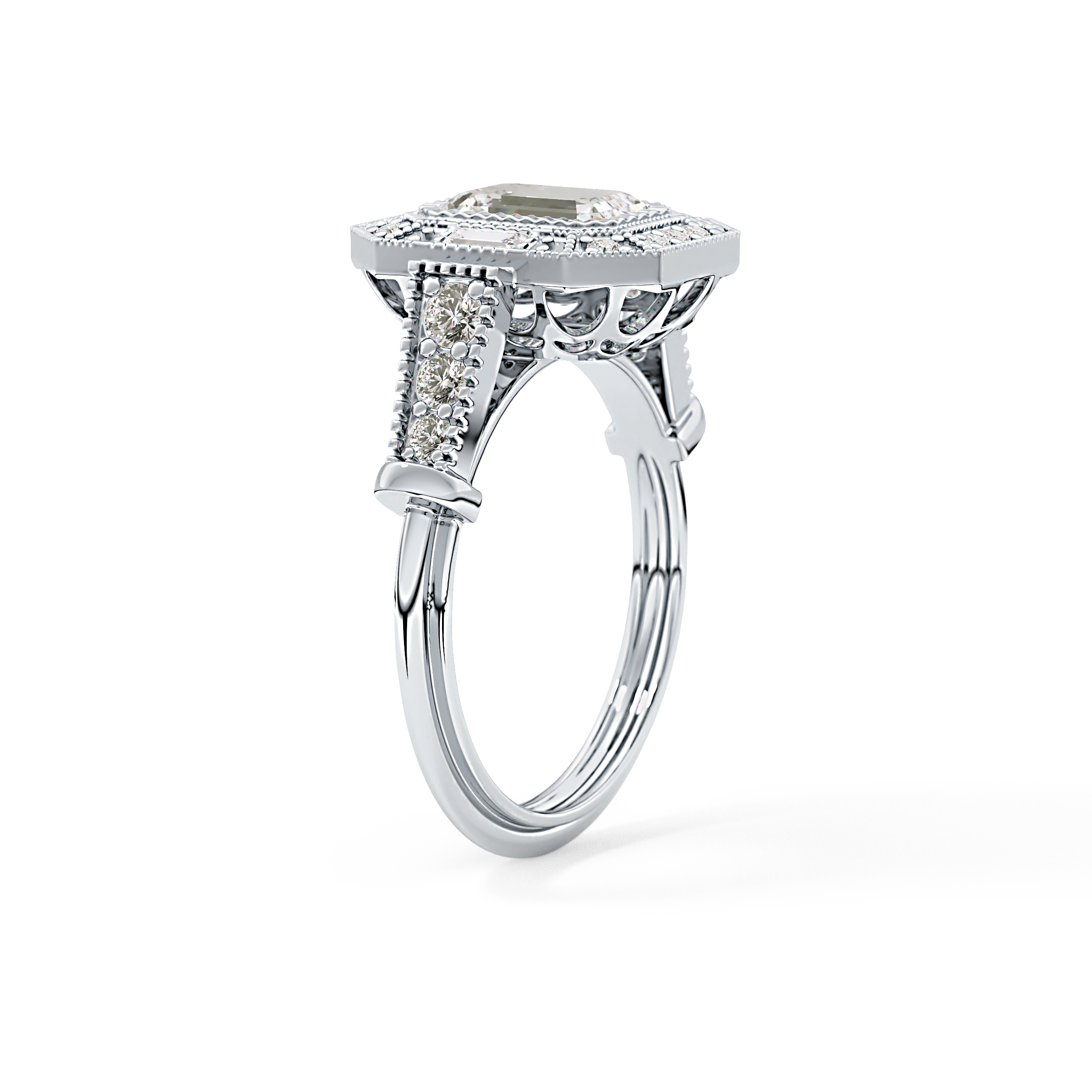 Emerald ClusterLab Grown Diamond Engagement Ring