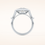 1.13 CT Emerald Shaped Vintage Pave Moissanite Engagement Ring