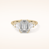 1.9 CT Emerald Shaped Cluster Moissanite Engagement Ring
