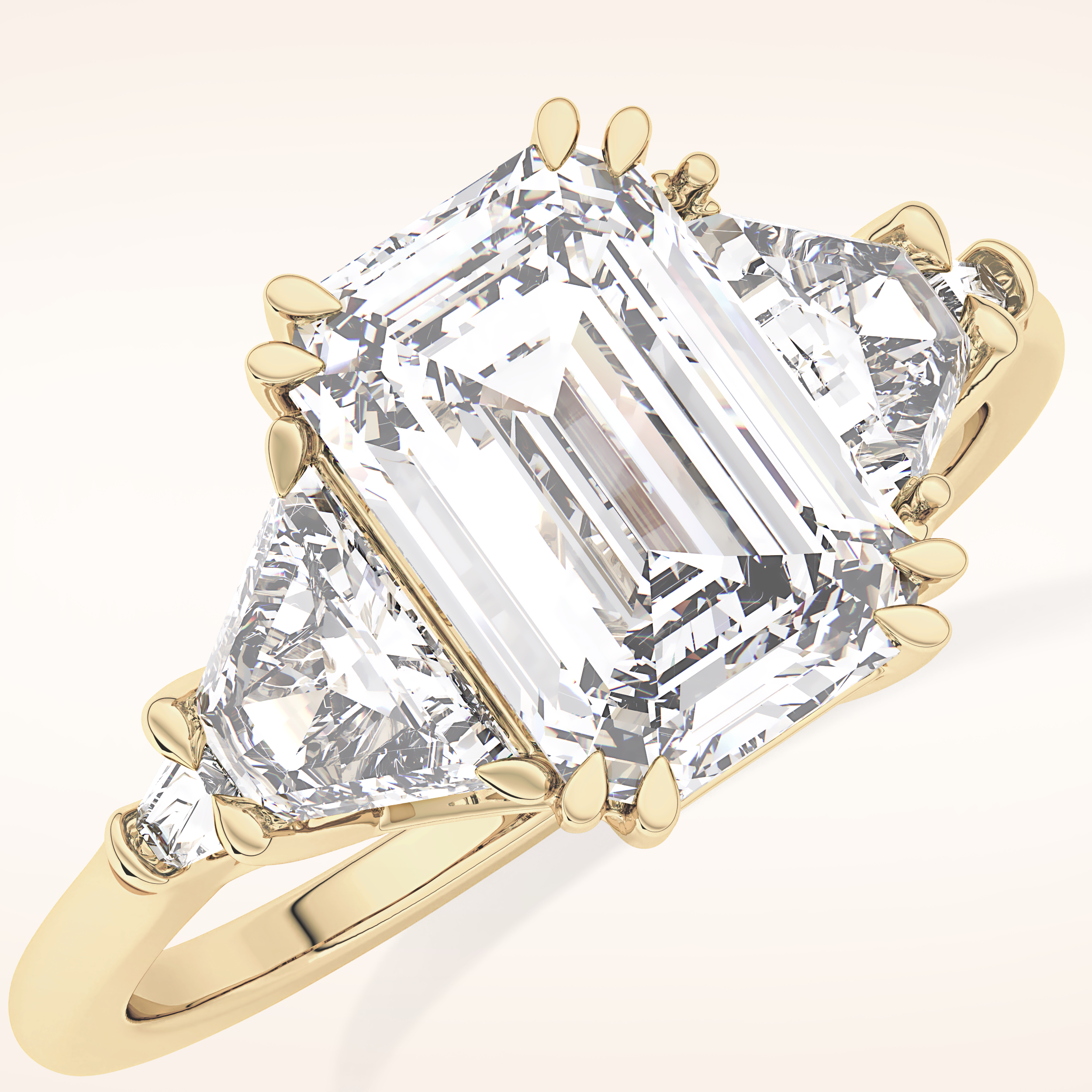 1.9 CT Emerald Shaped Cluster Moissanite Engagement Ring