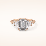 1.9 CT Emerald Shaped Cluster Moissanite Engagement Ring