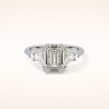 1.9 CT Emerald Shaped Cluster Moissanite Engagement Ring