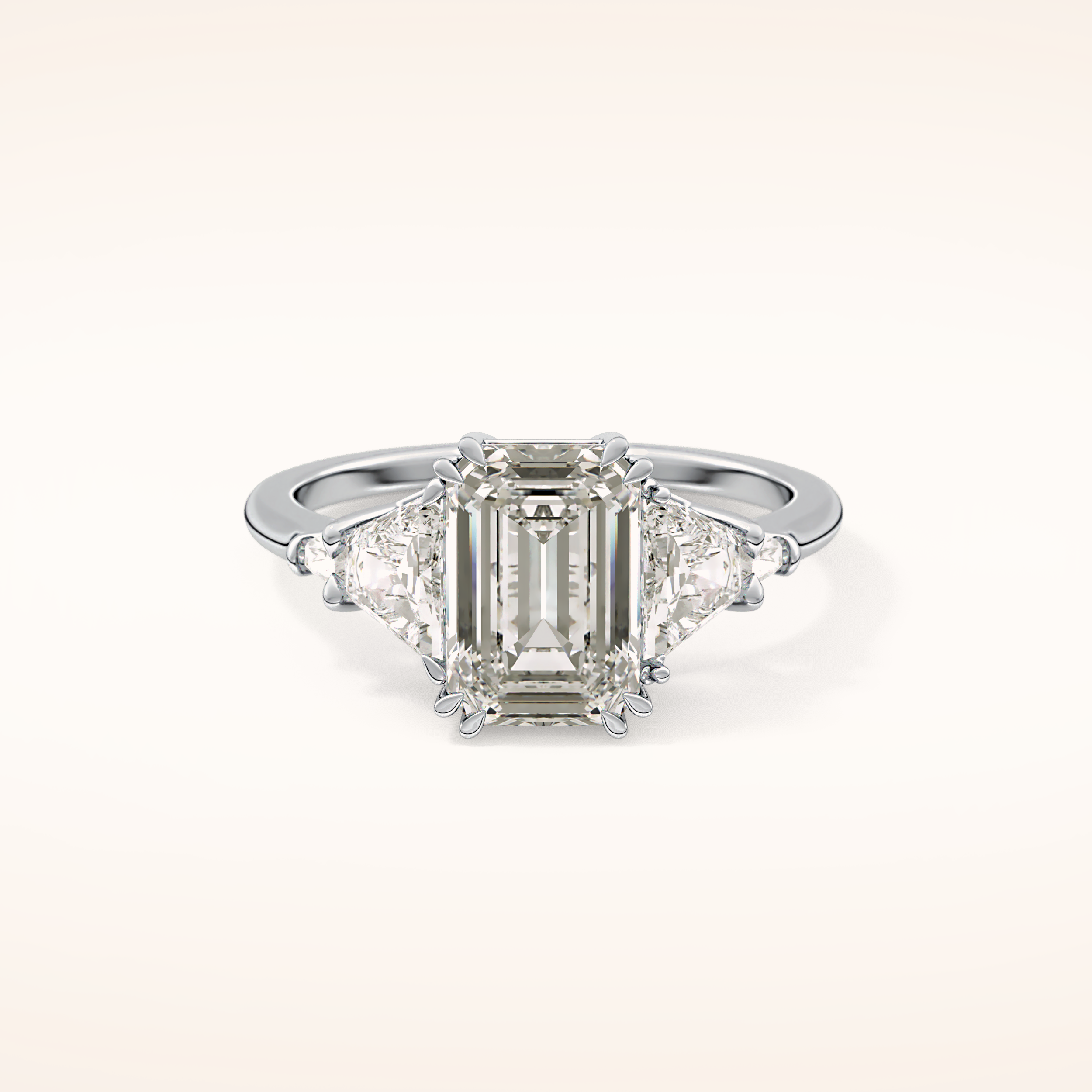 1.9 CT Emerald Shaped Cluster Moissanite Engagement Ring