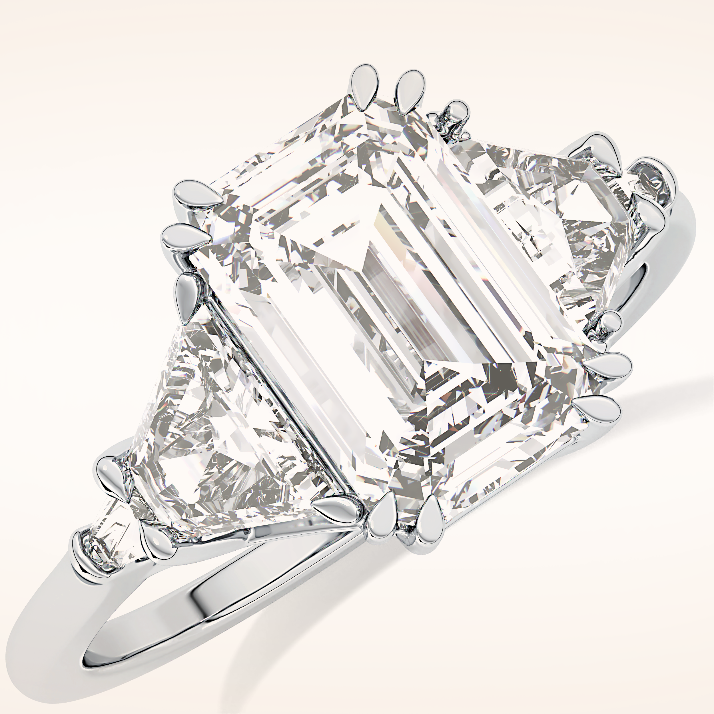 1.9 CT Emerald Shaped Cluster Moissanite Engagement Ring