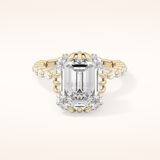 7.74 CT Emerald Shaped Hidden Halo & Pave Moissanite Engagement Ring