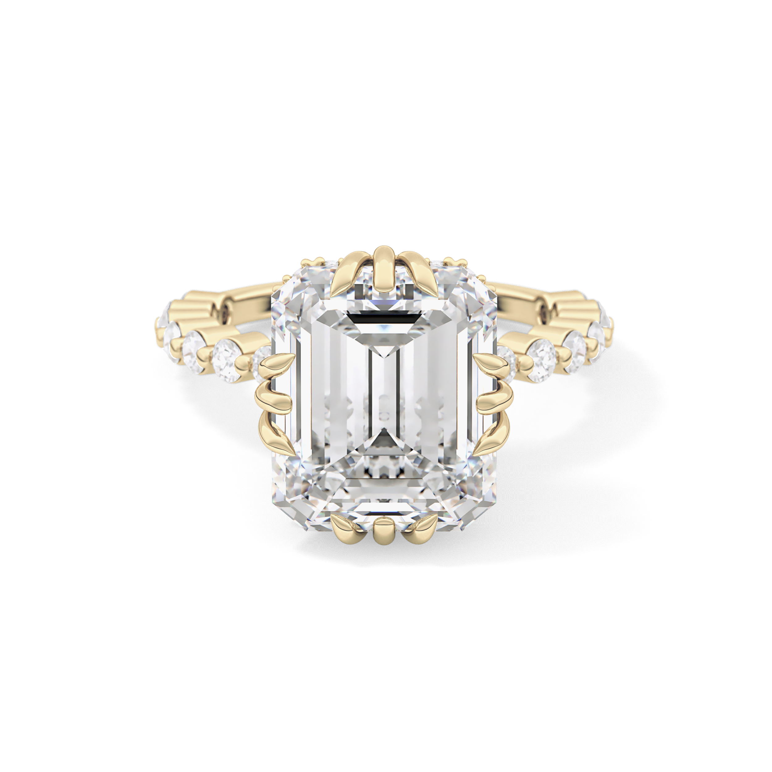 Emerald Hidden Halo & Pave Lab Grown Diamond Engagement Ring