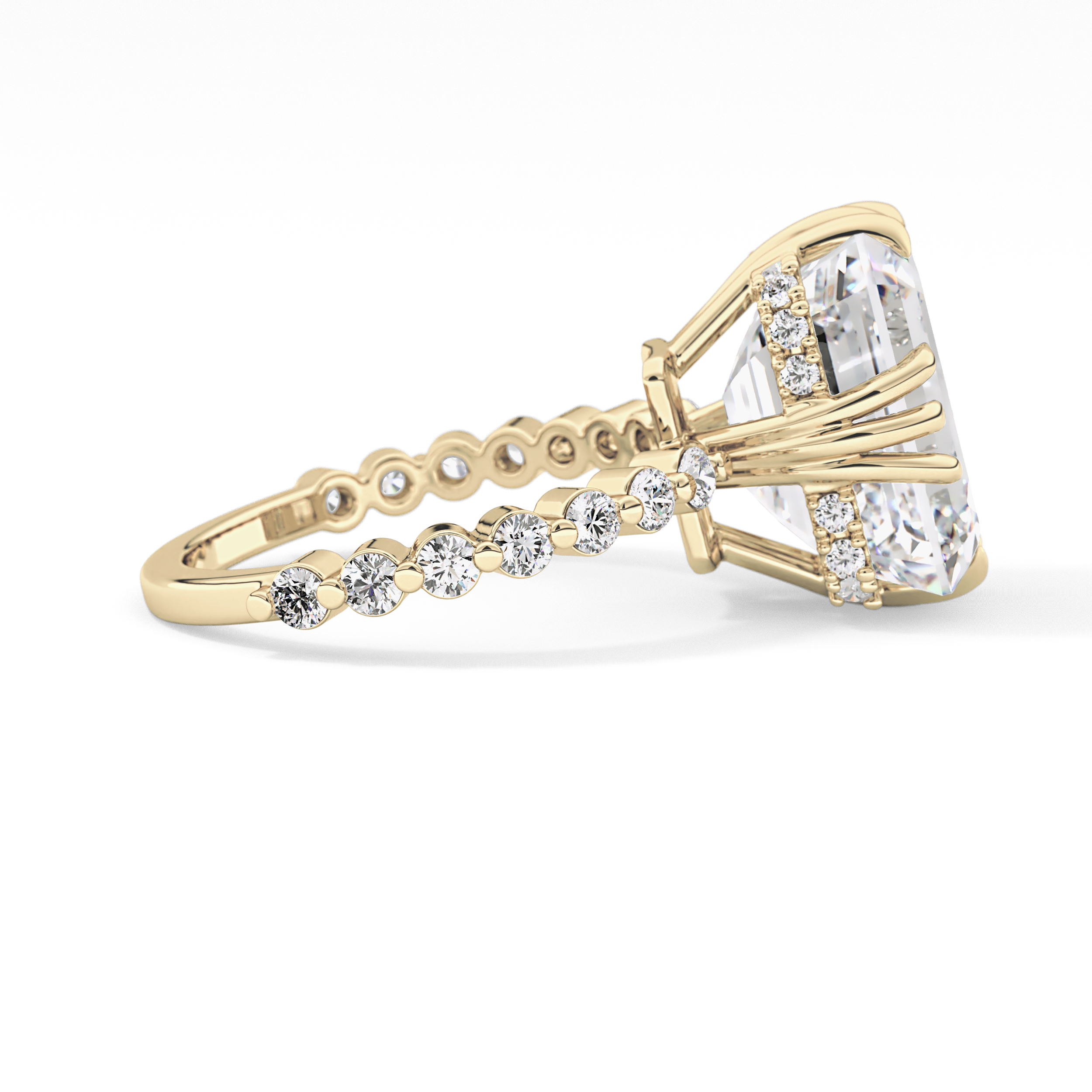 Emerald Hidden Halo & Pave Lab Grown Diamond Engagement Ring