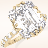 7.74 CT Emerald Shaped Hidden Halo & Pave Moissanite Engagement Ring