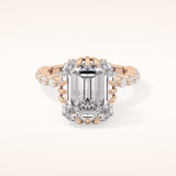 7.74 CT Emerald Shaped Hidden Halo & Pave Moissanite Engagement Ring