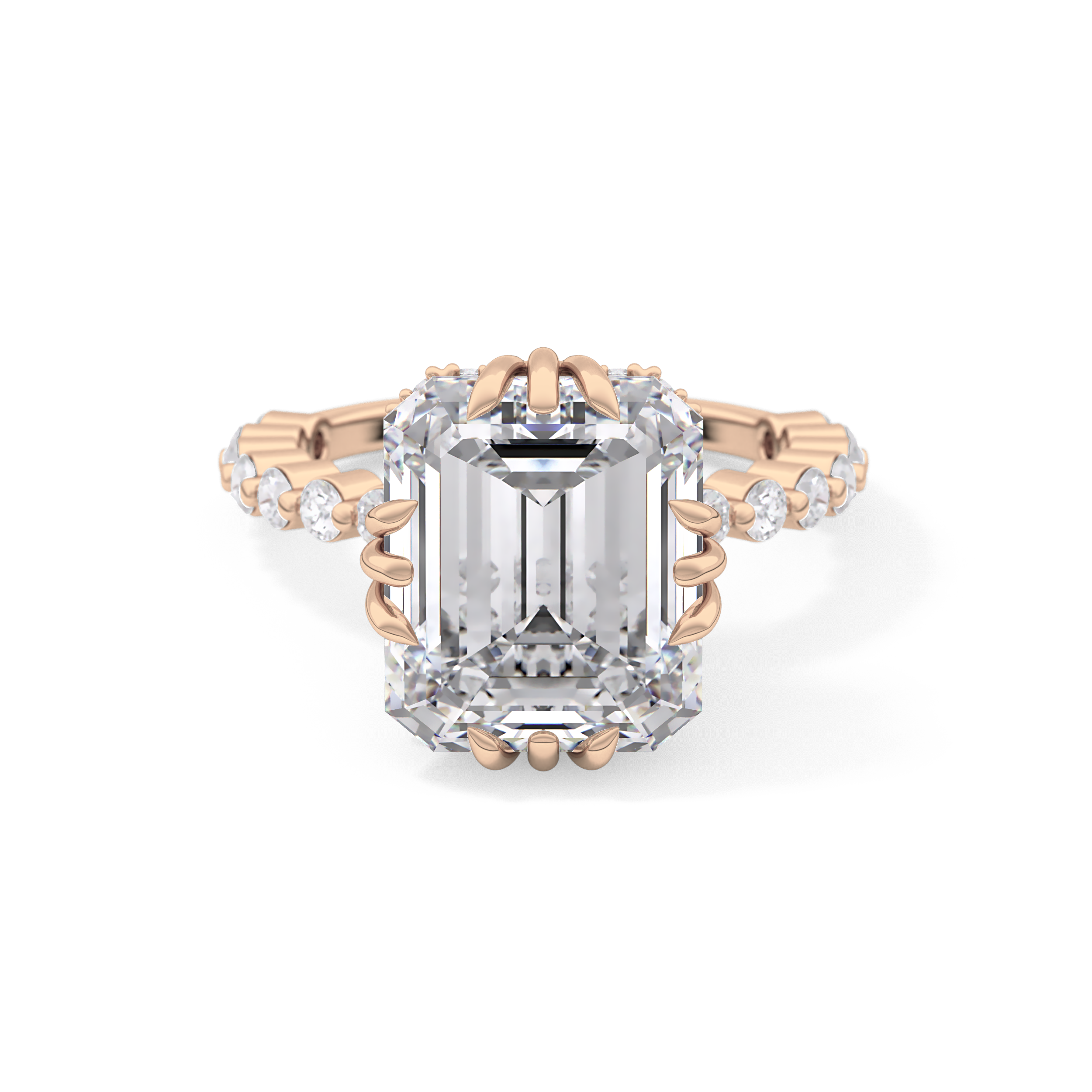 Emerald Hidden Halo & Pave Lab Grown Diamond Engagement Ring