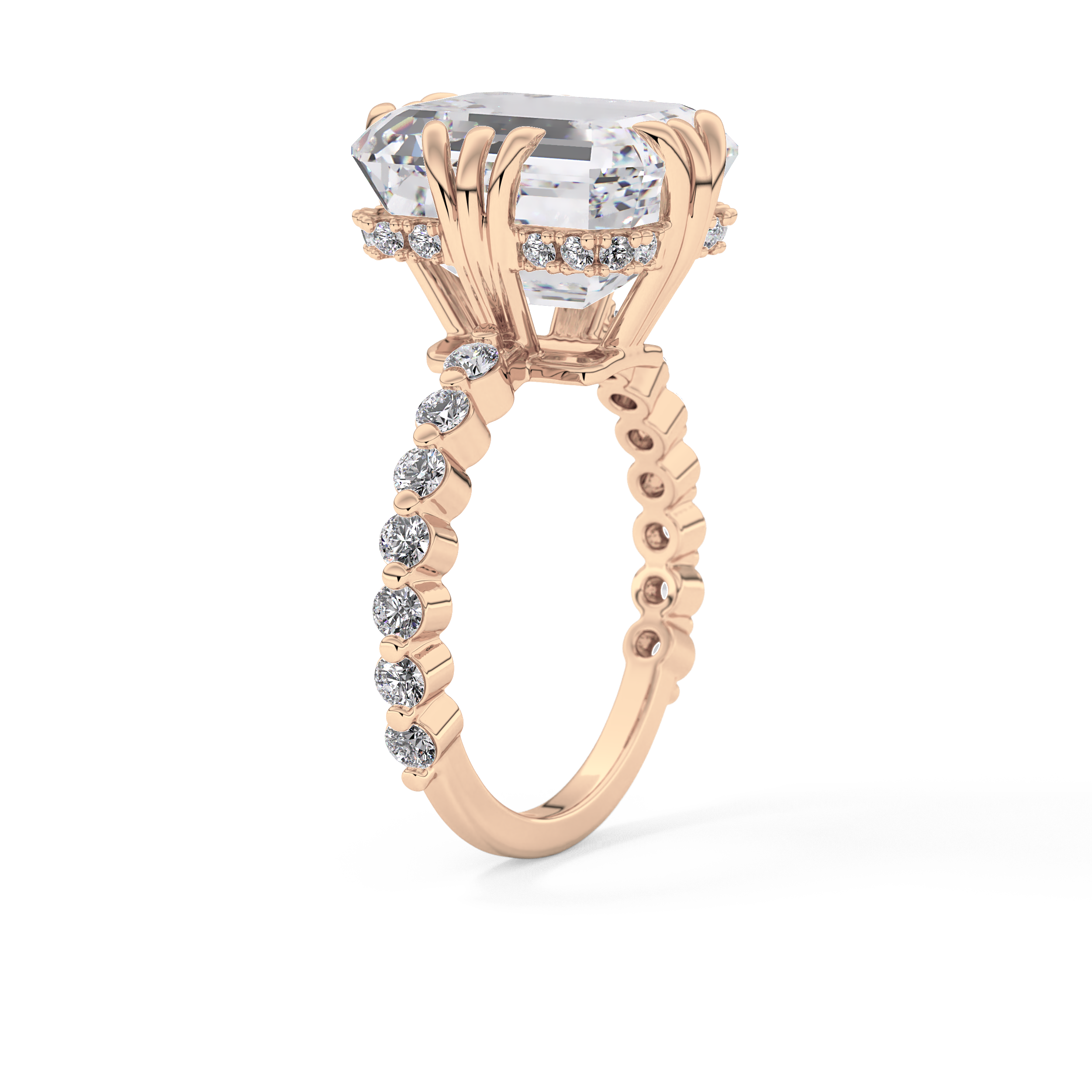 Emerald Hidden Halo & Pave Lab Grown Diamond Engagement Ring