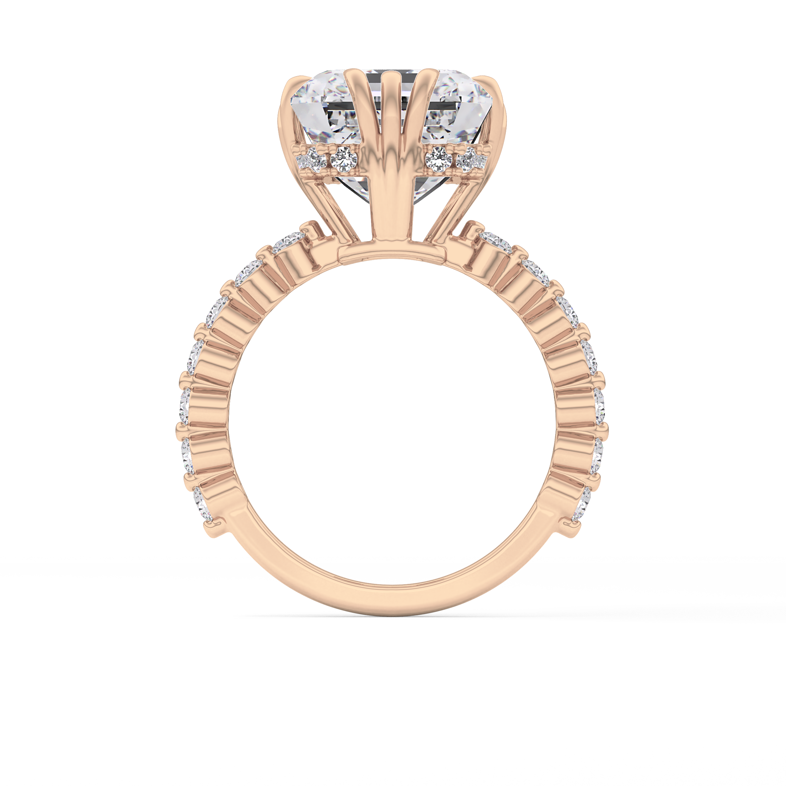 Emerald Hidden Halo & Pave Lab Grown Diamond Engagement Ring