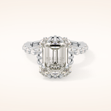 7.74 CT Emerald Shaped Hidden Halo & Pave Moissanite Engagement Ring