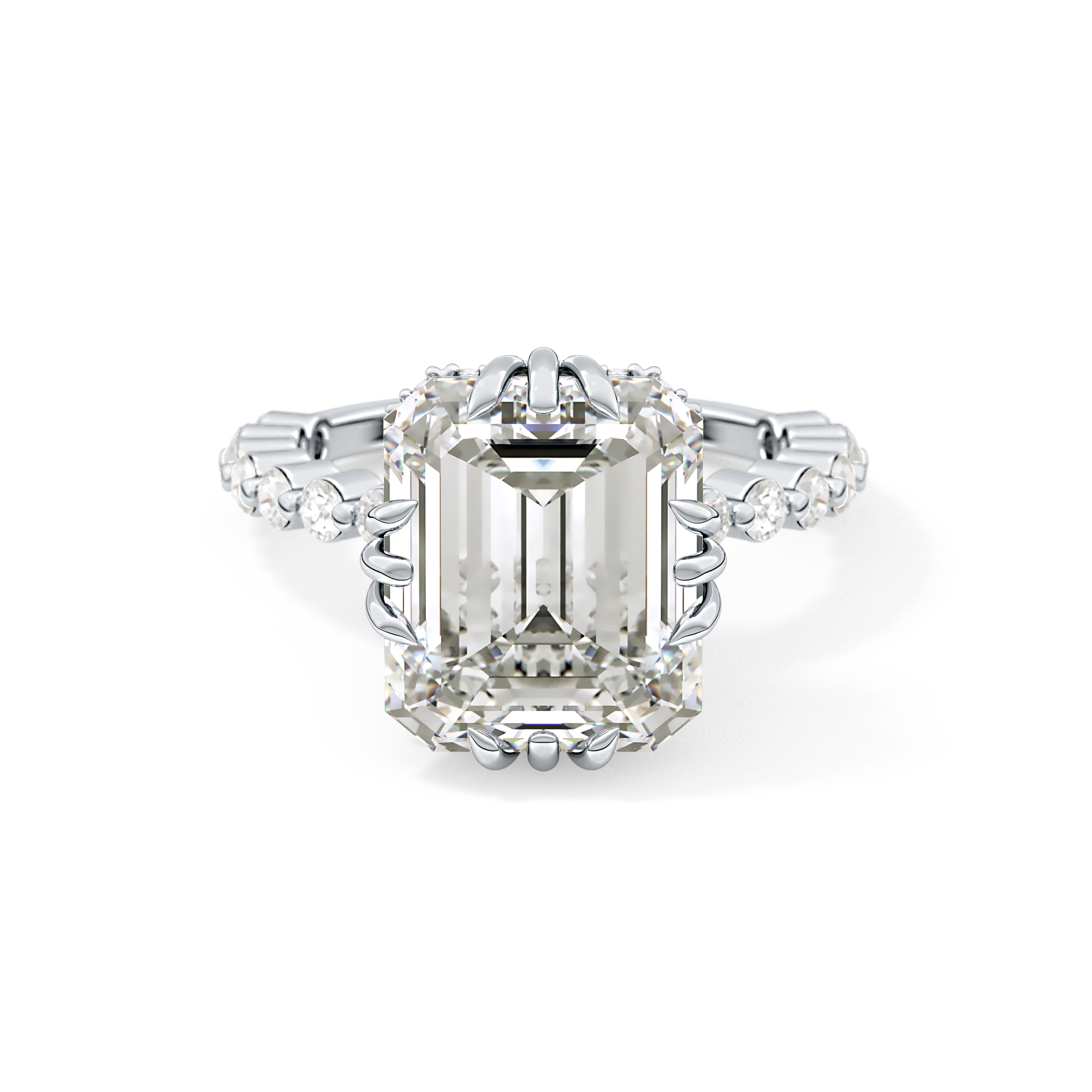 Emerald Hidden Halo & Pave Lab Grown Diamond Engagement Ring