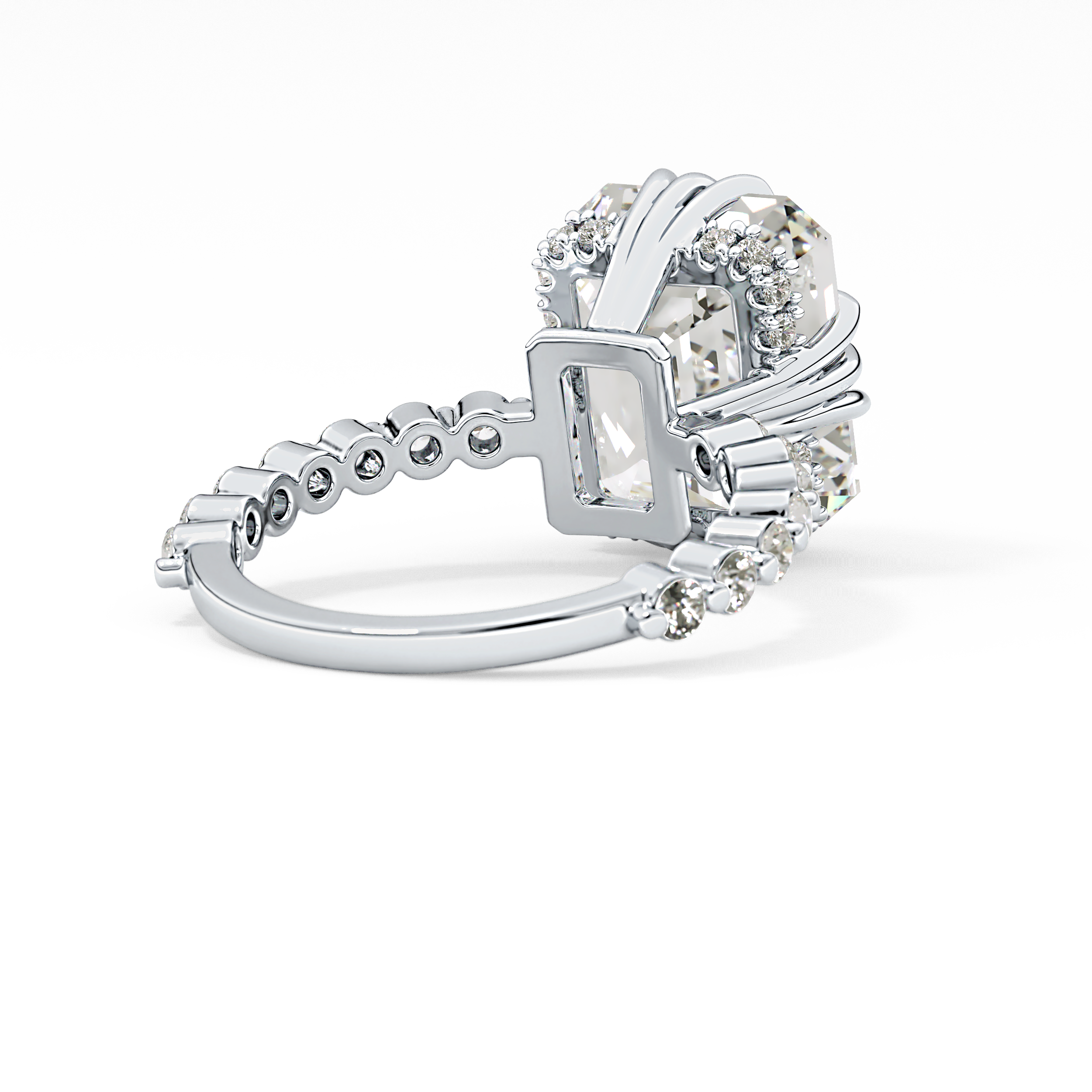Emerald Hidden Halo & Pave Lab Grown Diamond Engagement Ring