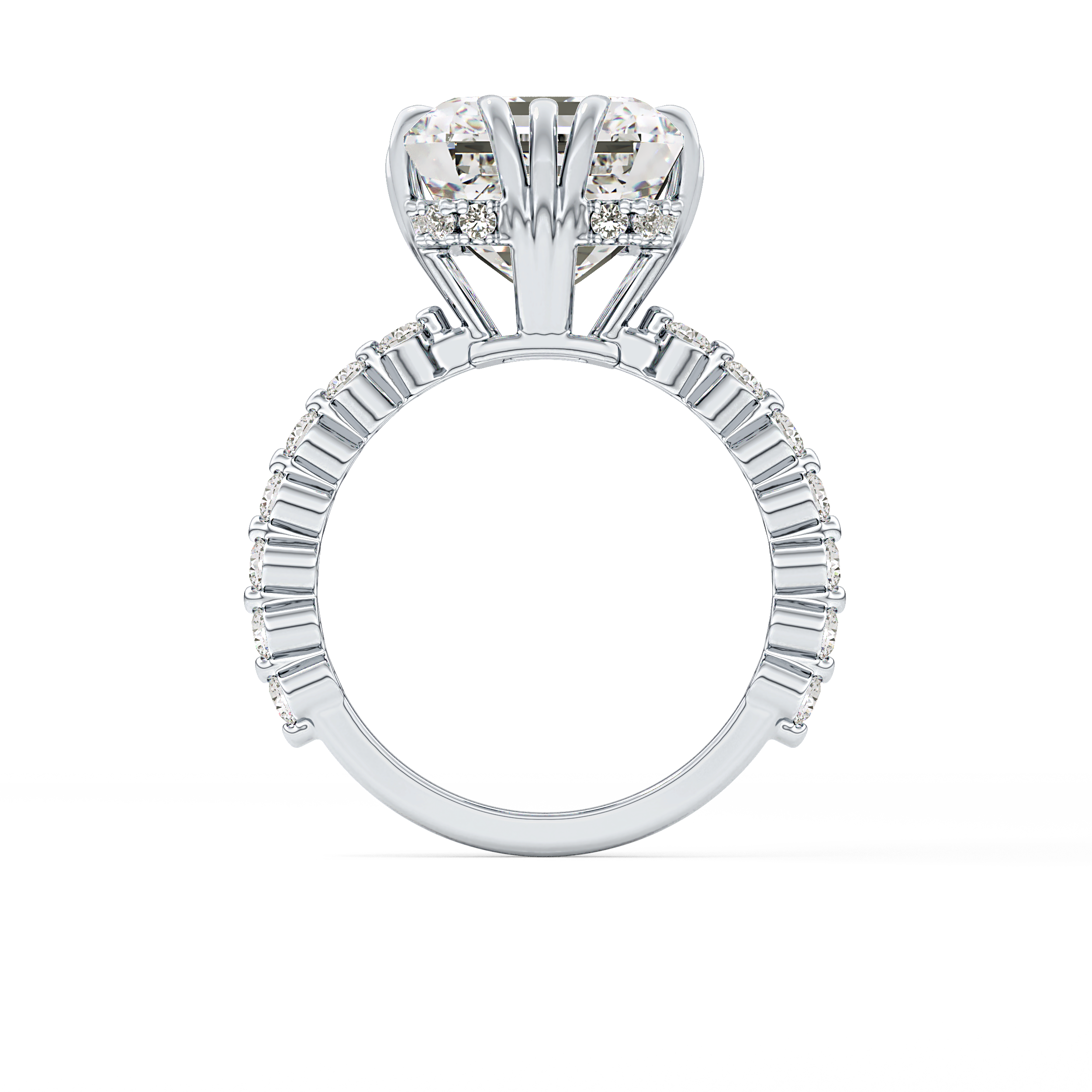 Emerald Hidden Halo & Pave Lab Grown Diamond Engagement Ring