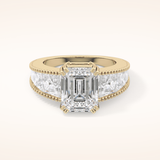 4.13 CT Emerald Shaped Pave Moissanite Engagement Ring