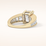 4.13 CT Emerald Shaped Pave Moissanite Engagement Ring