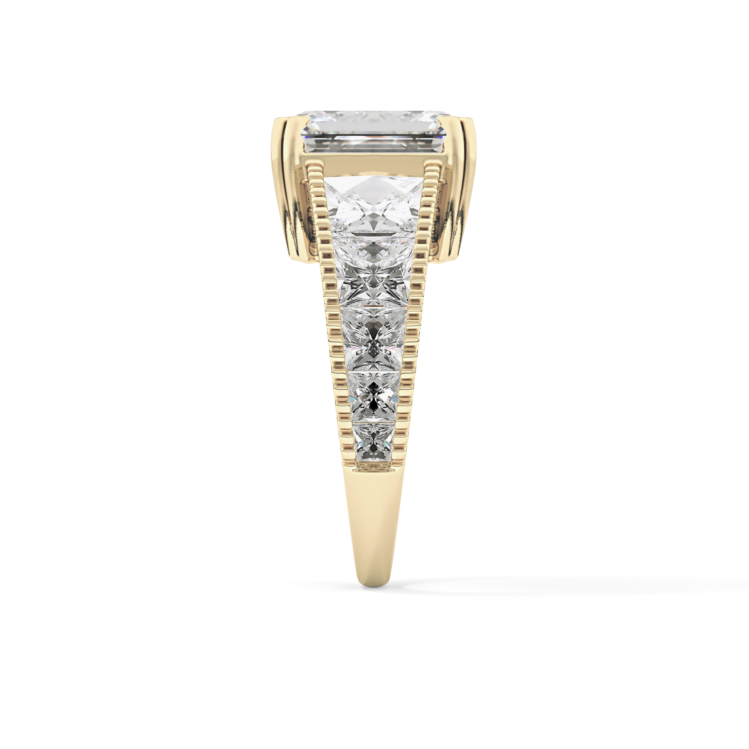 Emerald Channel Pave Lab Grown Diamond Engagement Ring