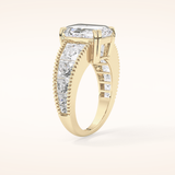 4.13 CT Emerald Shaped Pave Moissanite Engagement Ring