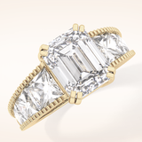 4.13 CT Emerald Shaped Pave Moissanite Engagement Ring