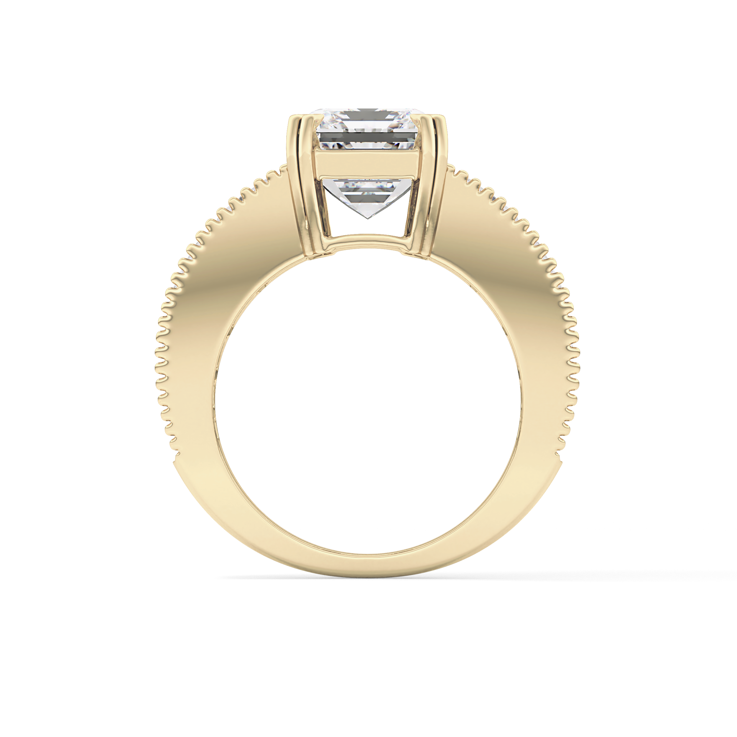 Emerald Channel Pave Lab Grown Diamond Engagement Ring