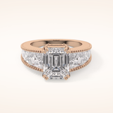 4.13 CT Emerald Shaped Pave Moissanite Engagement Ring