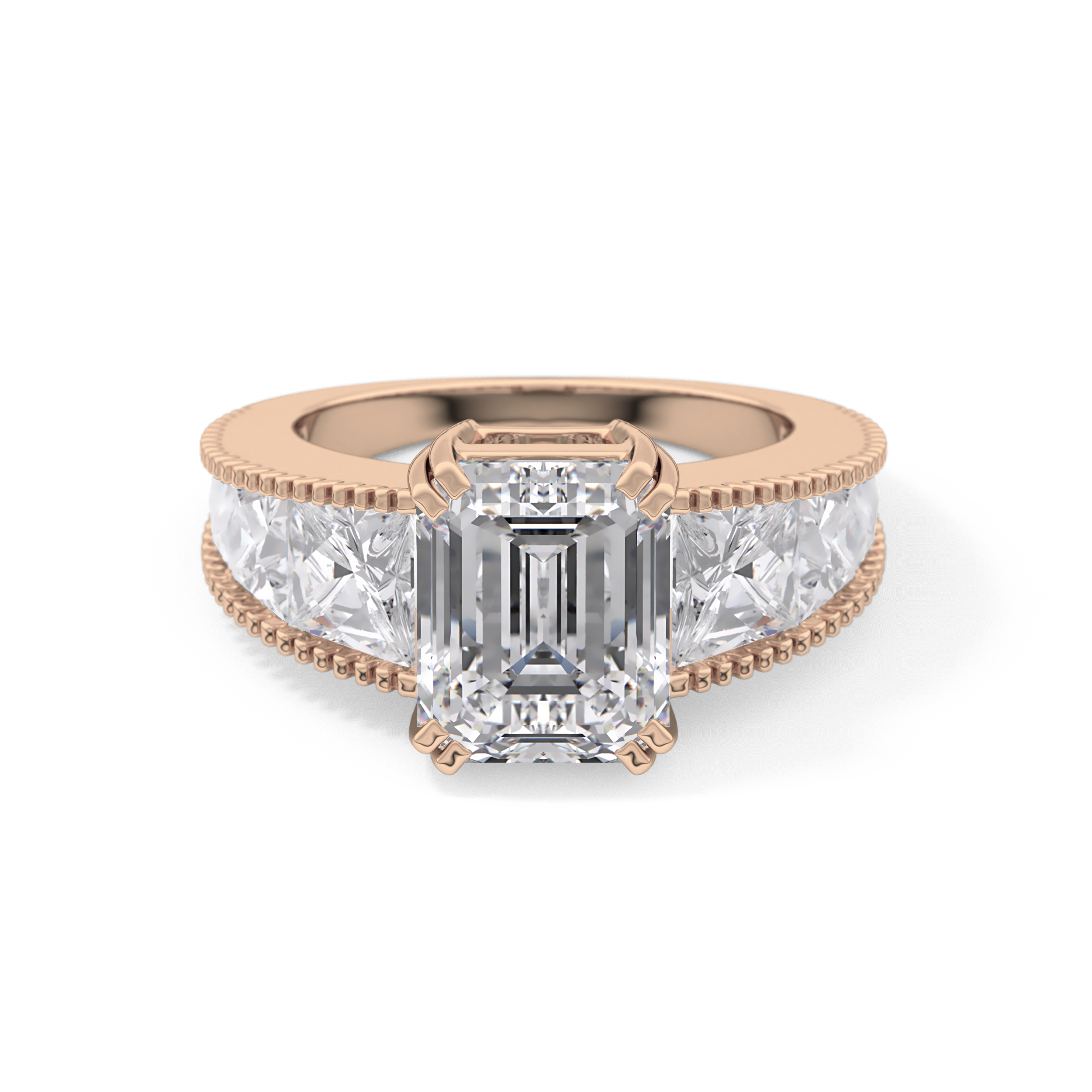 Emerald Channel Pave Lab Grown Diamond Engagement Ring