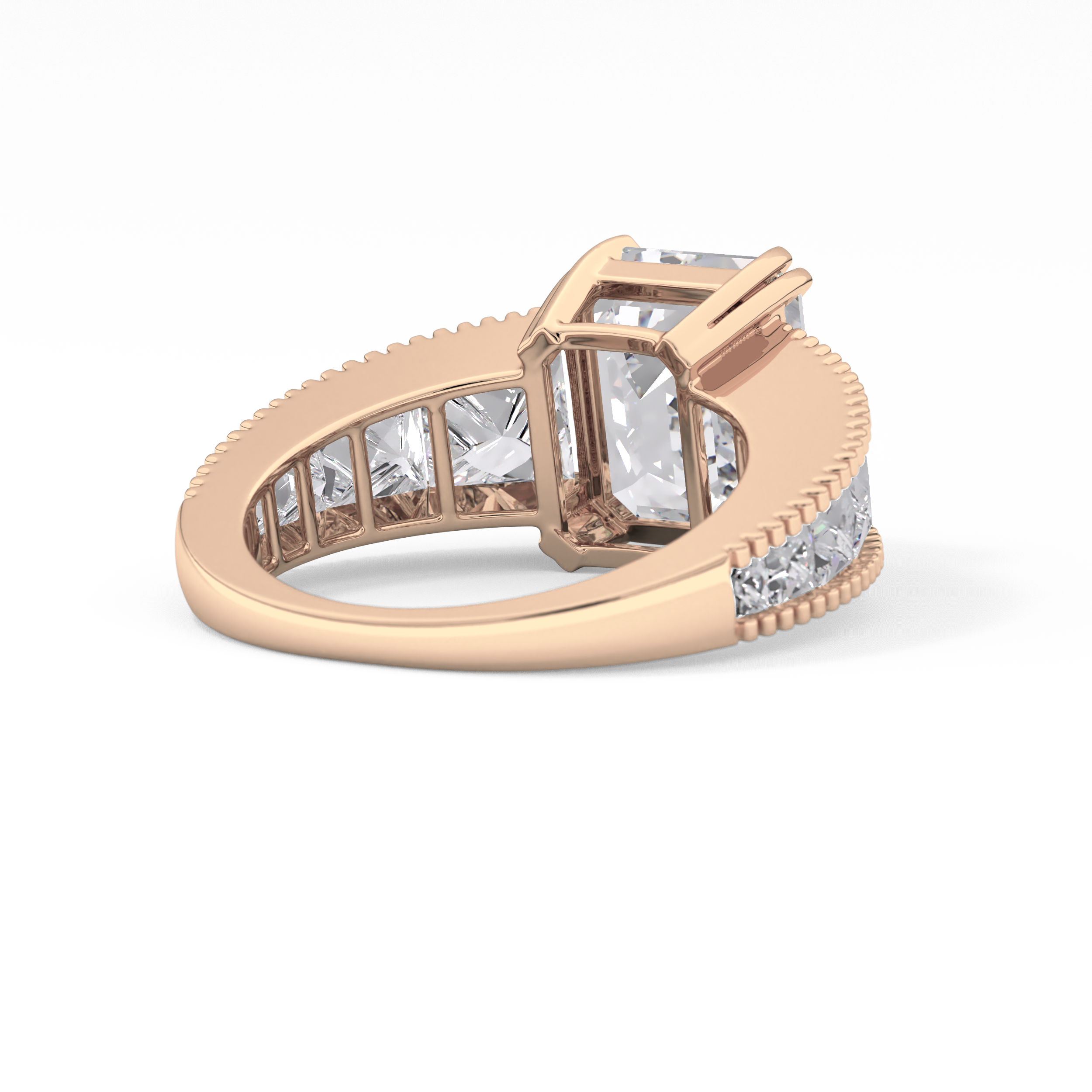 Emerald Channel Pave Lab Grown Diamond Engagement Ring