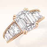 4.13 CT Emerald Shaped Pave Moissanite Engagement Ring