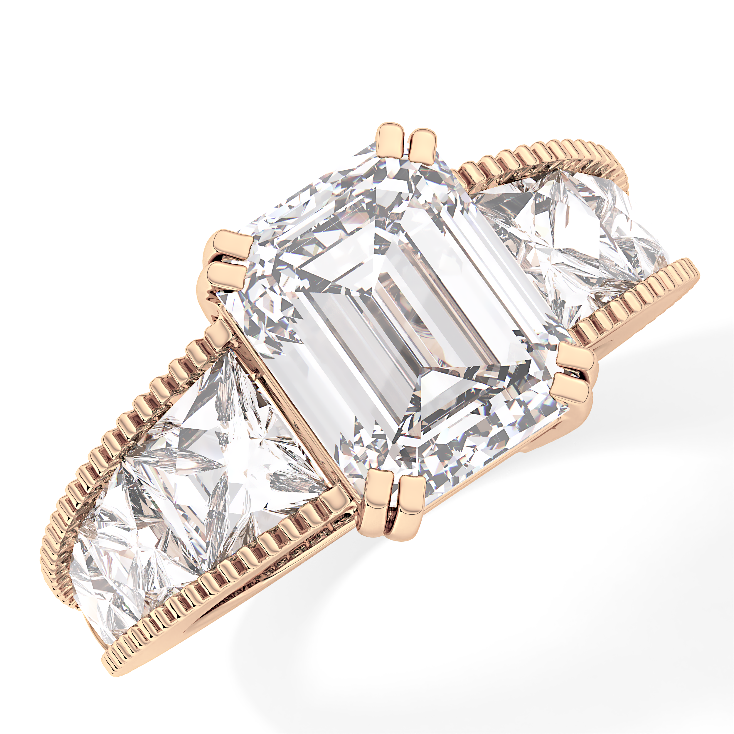 Emerald Channel Pave Lab Grown Diamond Engagement Ring