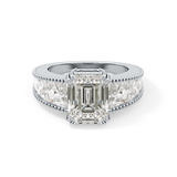 Emerald Channel Pave Lab Grown Diamond Engagement Ring
