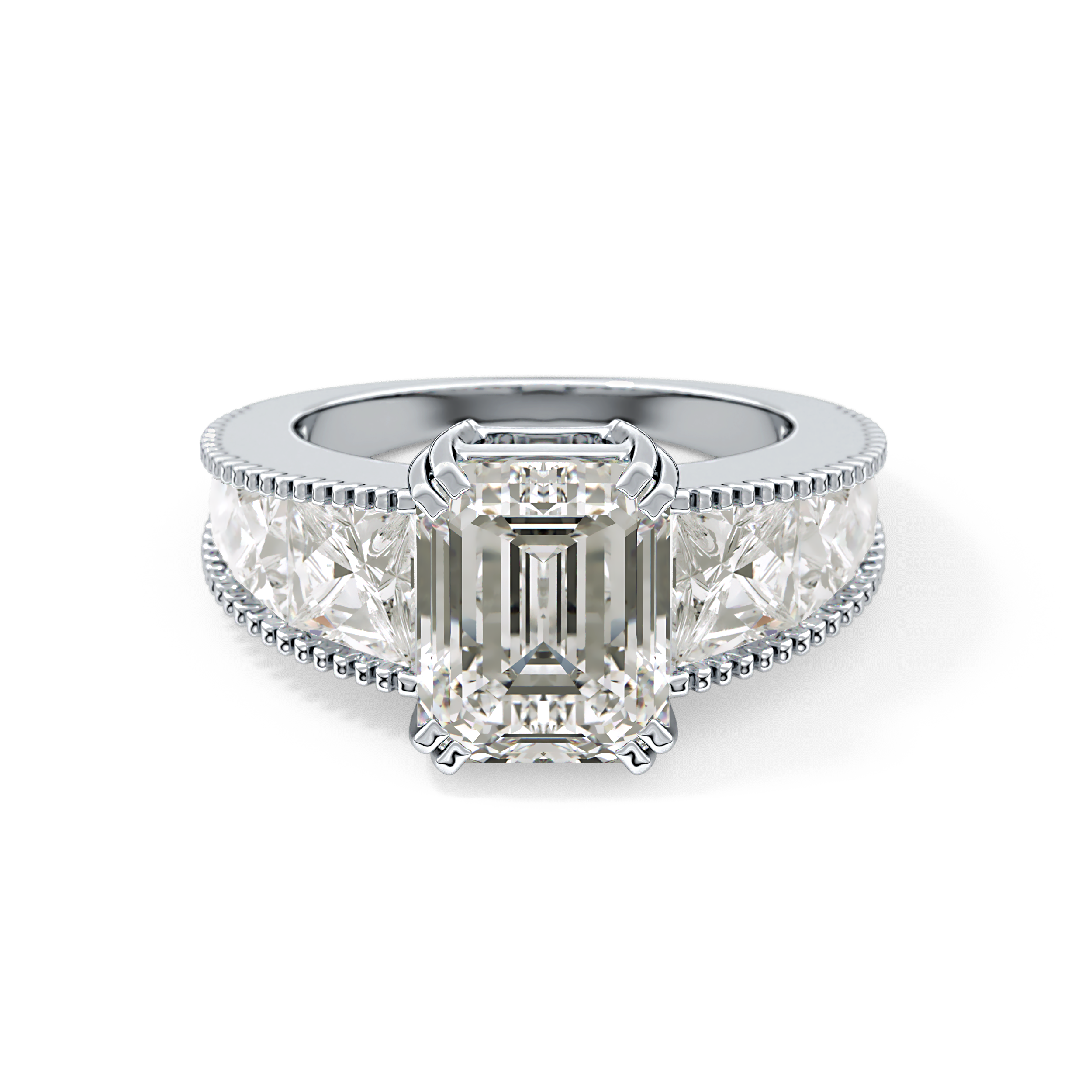 Emerald Channel Pave Lab Grown Diamond Engagement Ring