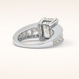 4.13 CT Emerald Shaped Pave Moissanite Engagement Ring