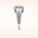 4.13 CT Emerald Shaped Pave Moissanite Engagement Ring