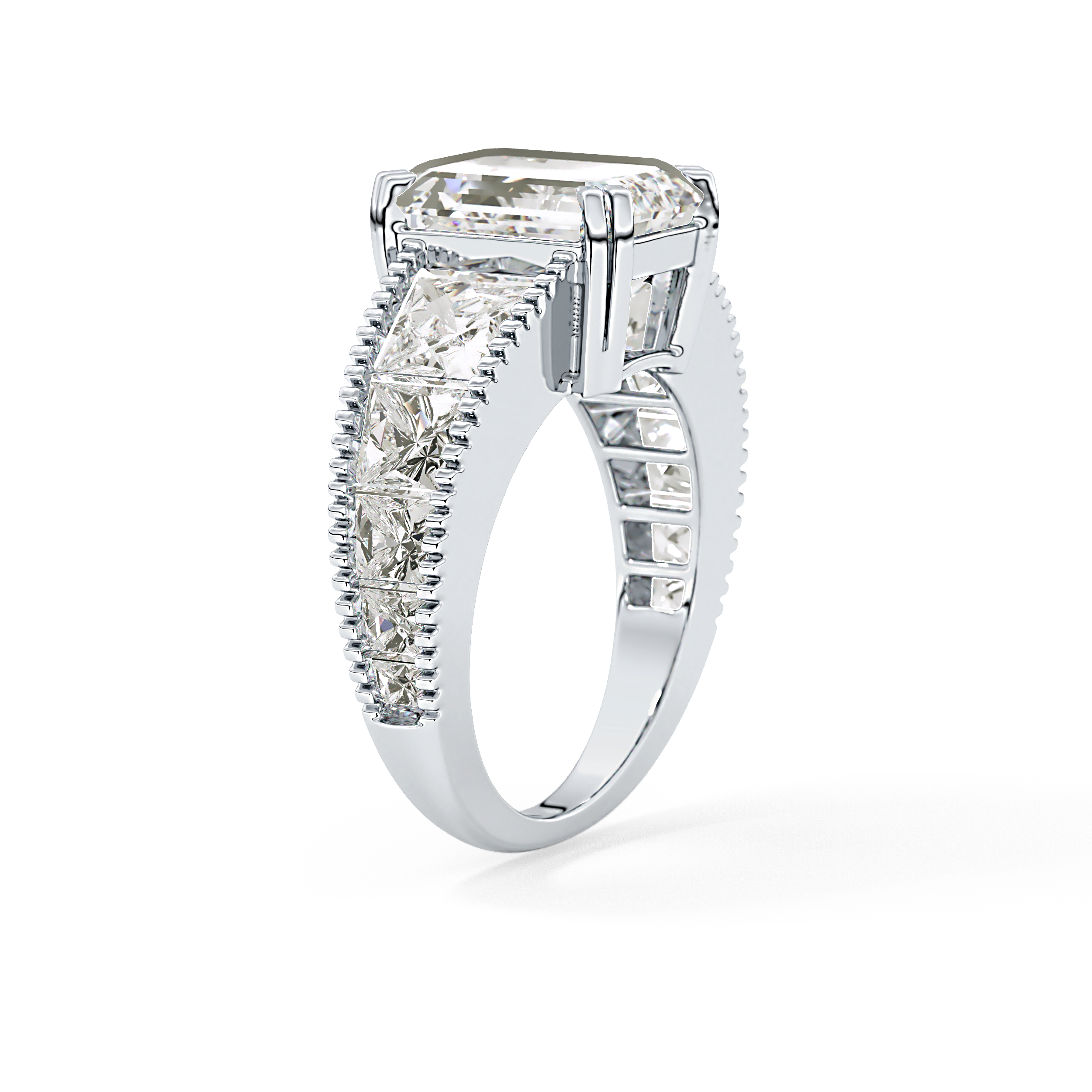 Emerald Channel Pave Lab Grown Diamond Engagement Ring
