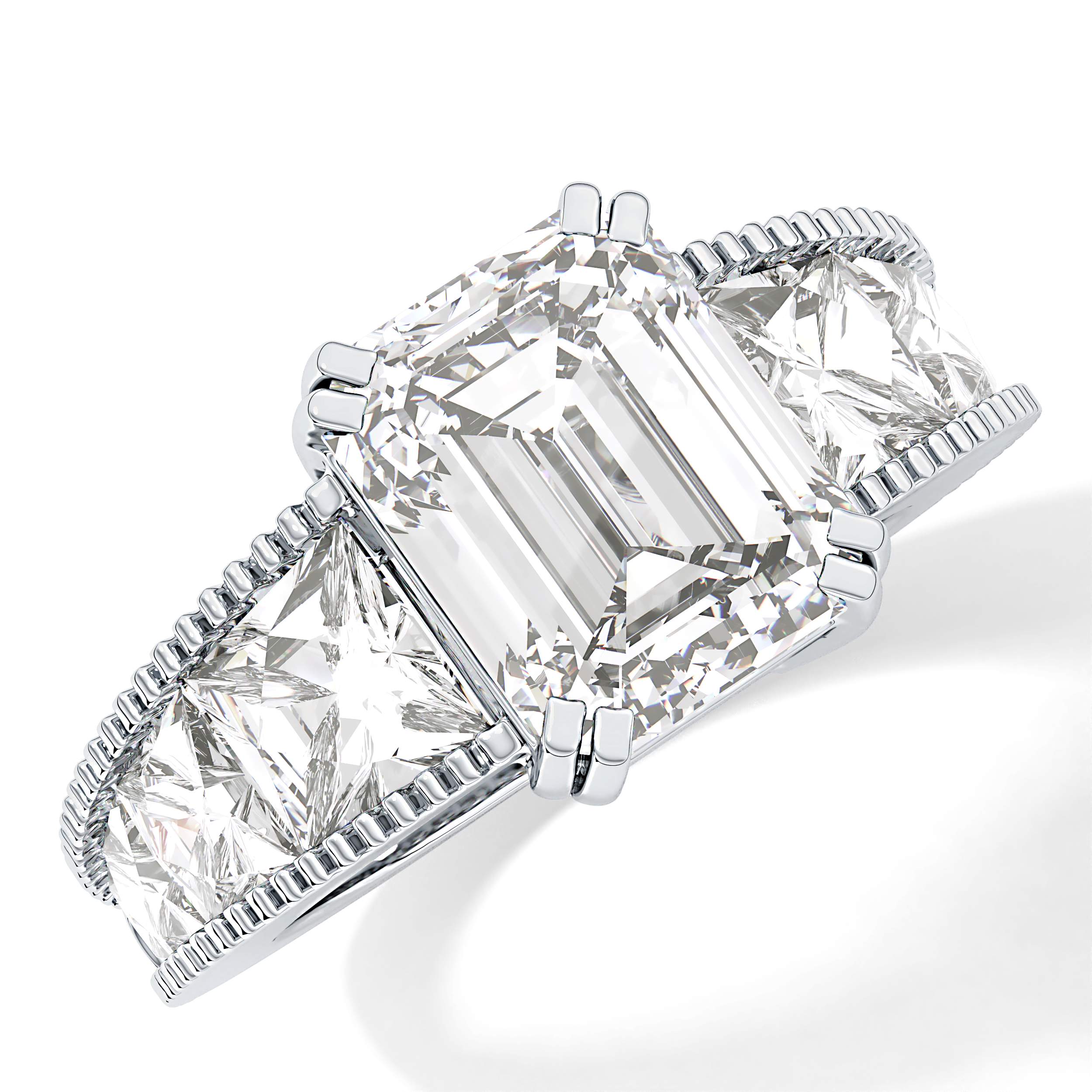 Emerald Channel Pave Lab Grown Diamond Engagement Ring